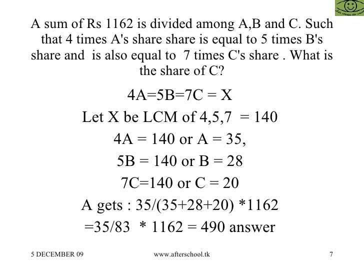 Questions on ratio and proportion