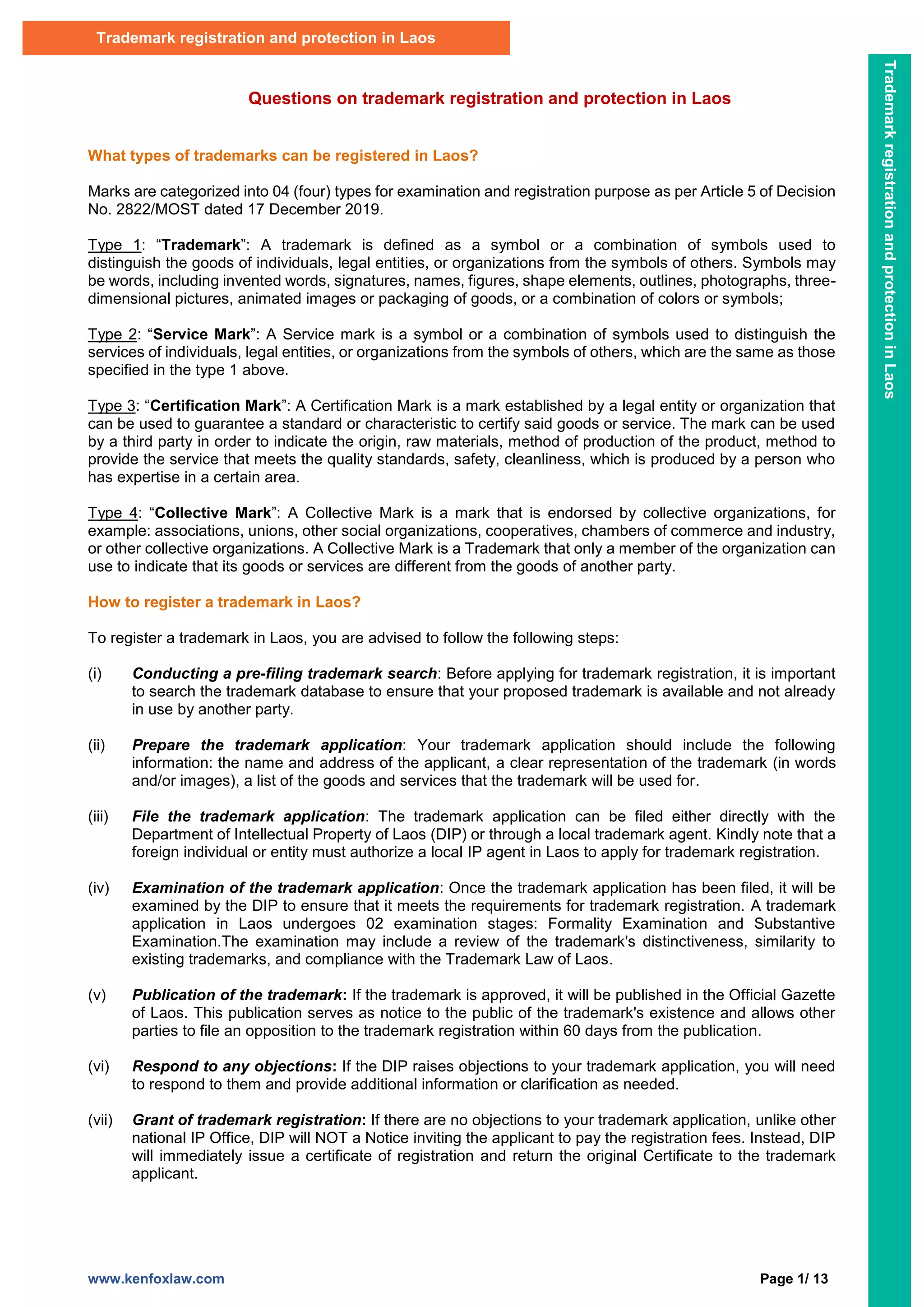 Curated visual reference: Trademark Search With Invent Reference: Questions On Trademark Registration Protection In Laos Pdf