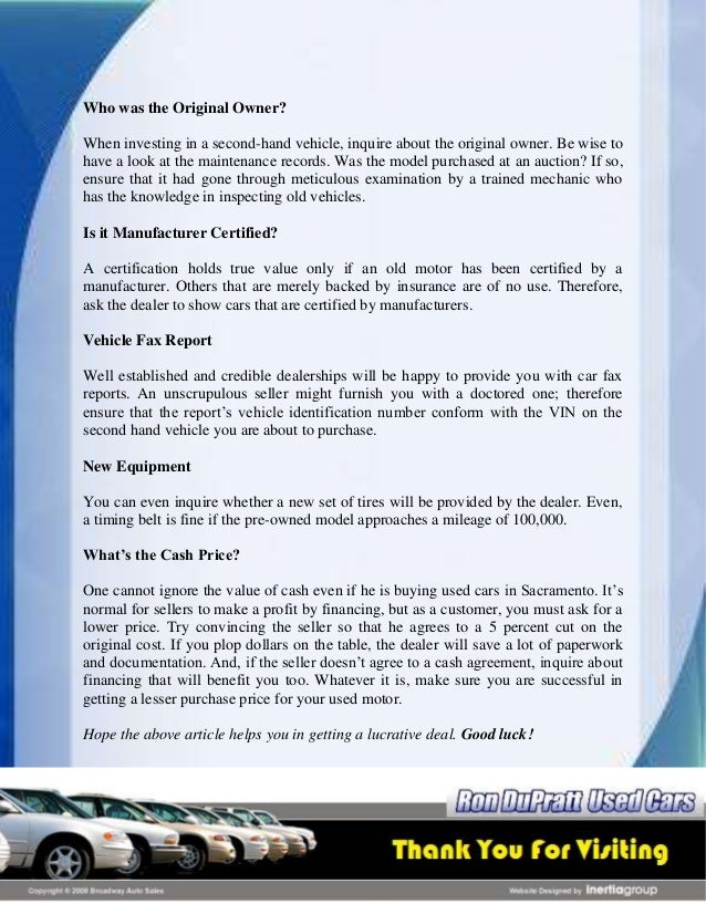 Questions to Ask Used Car Dealerships in Sacramento CA