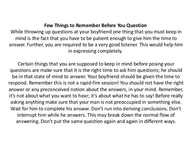 things to ask your boyfriend to get to know him