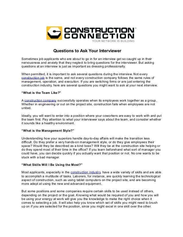 questions to ask your interviewer