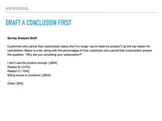 HYPOTHESIS
DRAFT A CONCLUSION FIRST
 
