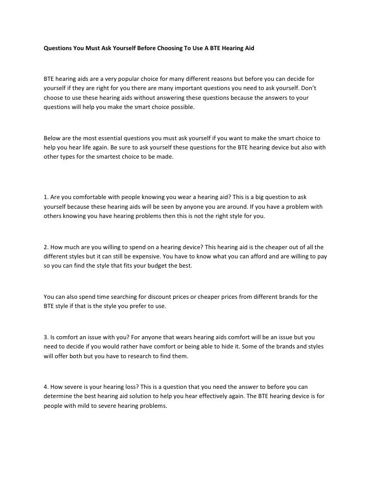 Questions you must ask yourself before choosing to use a bte hearing