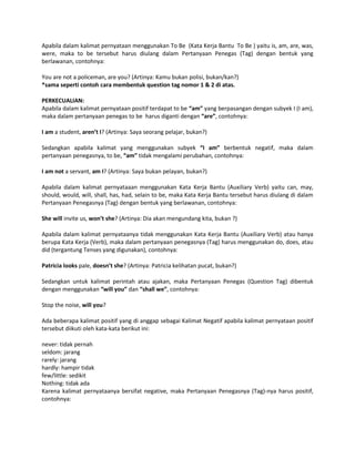 Question tag b.inggris | PDF