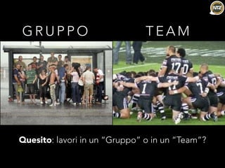 G R U P P O T E A M
Quesito: lavori in un “Gruppo” o in un “Team”?
 