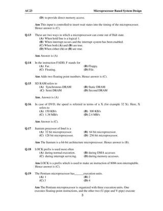 microprocessor Questions with solution | PDF