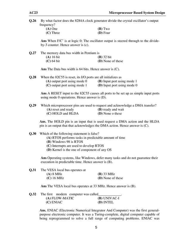 microprocessor Questions with solution