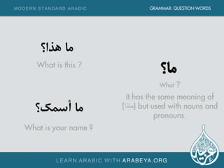 Question word in Modern Standard Arabic
