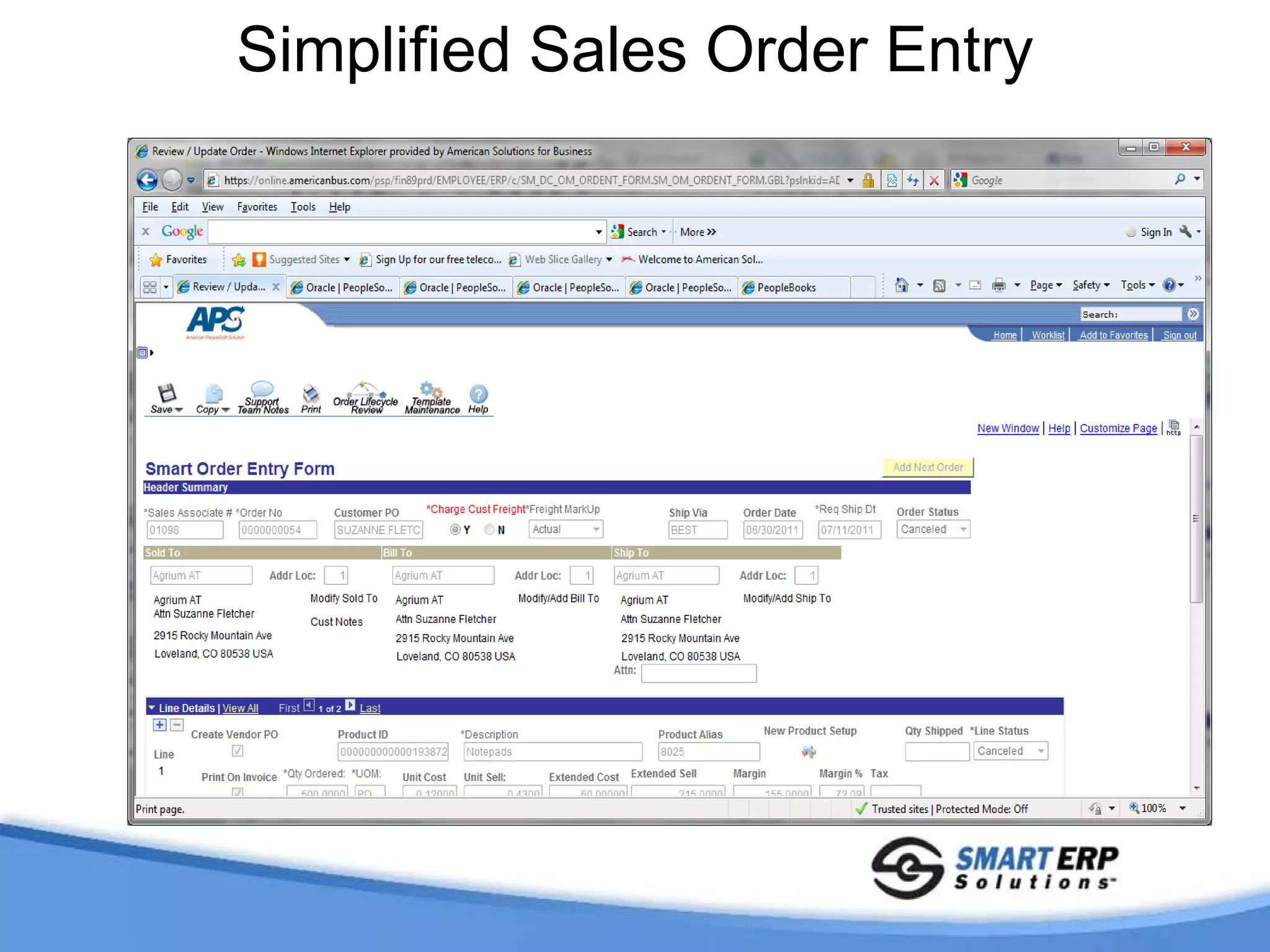 Simplified Sales Order Entry
 