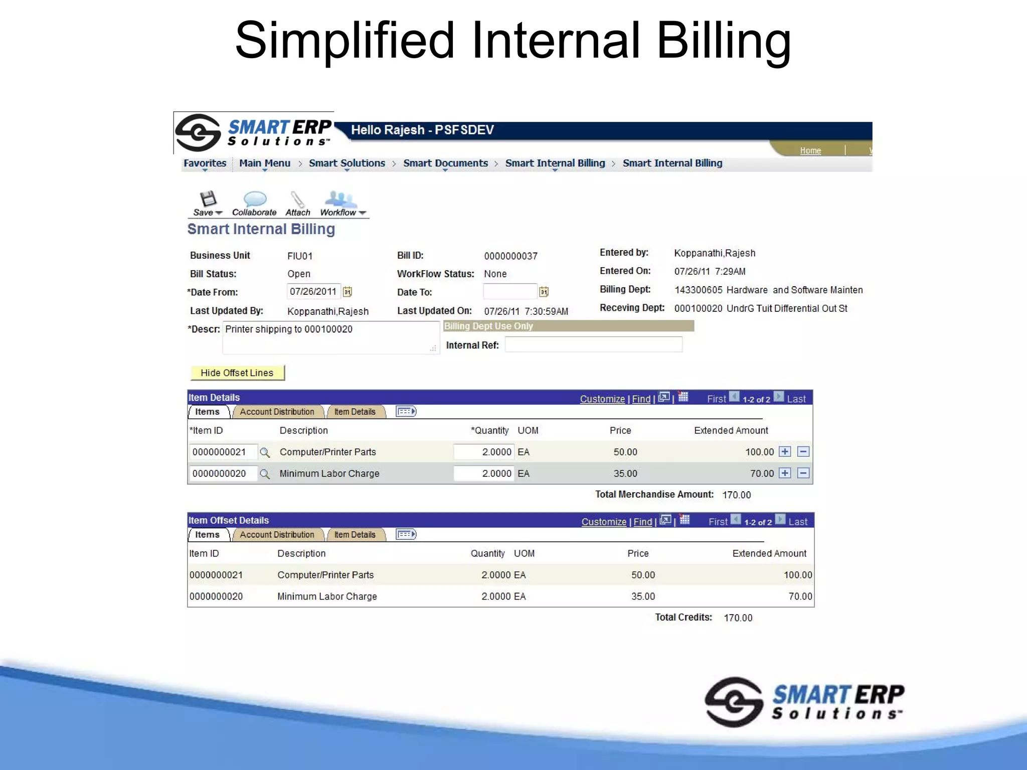 Simplified Internal Billing
 