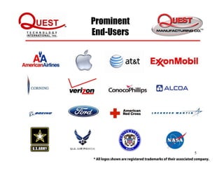 Prominent
End-Users
* All logos shown are registered trademarks of their associated company.
5
 
