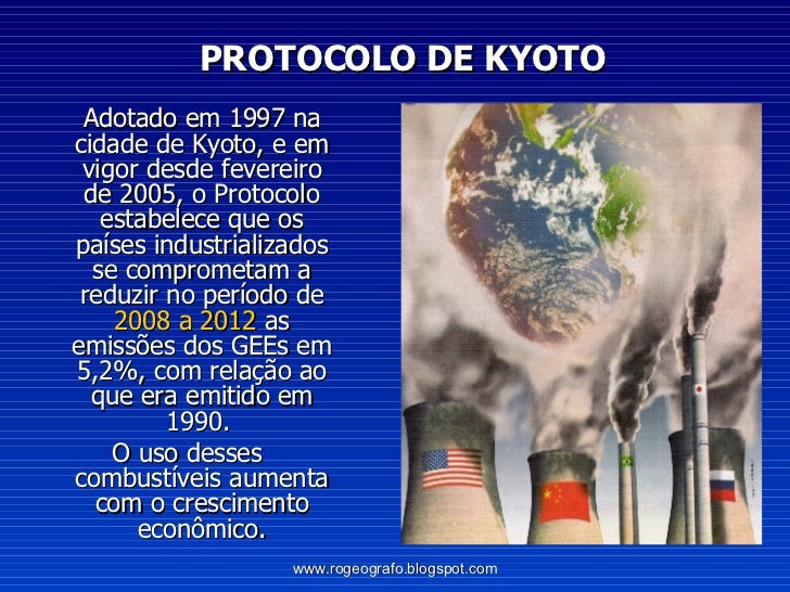 Resultado de imagem para protocolo de quioto 2005