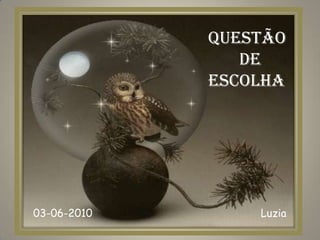 QUESTÃO
                DE
             ESCOLHA




03-06-2010       Luzia
 
