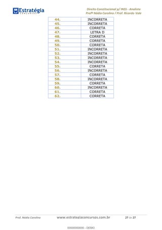 !∀#∃∀%&∋(&)∗%∀%+,∀&)−.∋/0∋1233∋4∋5)−.∀∗%−∋
6#&78∋29:∀−∋(−#&.∀)−∋0∋6#&7;∋<∀,−#:& =−.∃∋! !
!
6#&7;∋29:∀−∋(−#&.∀)−∋∋∋∋∋∋∋∋∋∋∋∋∋∋∋∋∋∋∋∋∋∋∋∋!!!∀#∃%&∋%#()∋∗+,∗−&∃+∃∀∗+.∀/&0!!!!!!!!!!!!!!!!!!!!!%&!#∃!%&!
! 44. INCORRETA
45. INCORRETA
46. CORRETA
47. LETRA D
48. CORRETA
49. CORRETA
50. CORRETA
51. INCORRETA
52. INCORRETA
53. INCORRETA
54. INCORRETA
55. CORRETA
56. INCORRETA
57. CORRETA
58. INCORRETA
59. CORRETA
60. INCORRETA
61. CORRETA
62. CORRETA
00000000000
00000000000 - DEMO
 