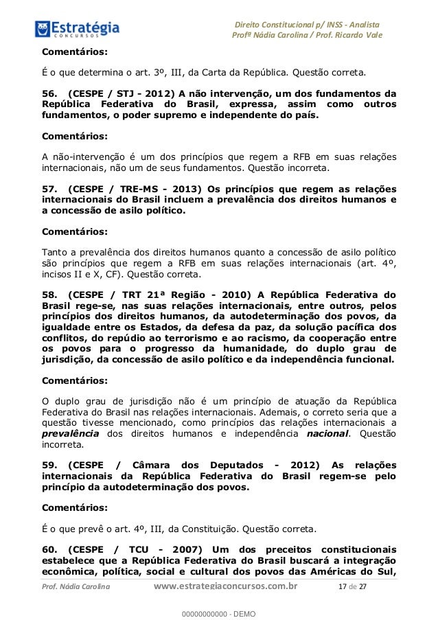 Questões de Direito Constitucional Comentadas para 