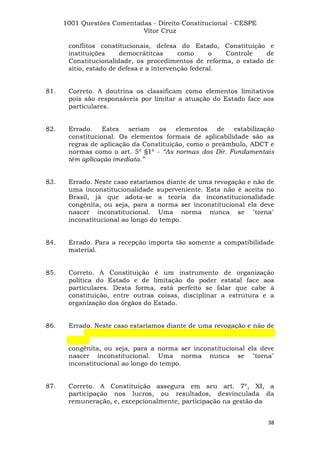 Questoes resolvidas cespe constitucional