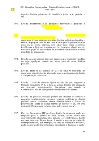 Questoes resolvidas cespe constitucional