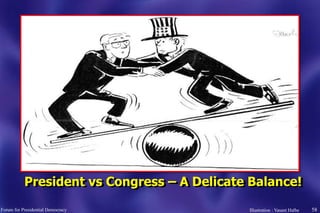 58
President vs Congress – A Delicate Balance!
Forum for Presidential Democracy Illustration : Vasant Halbe
 
