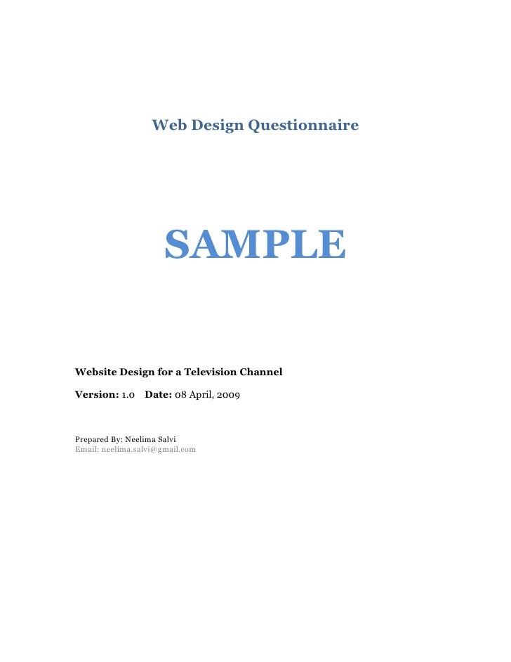 sample web design questionnaire website design questionnaire template