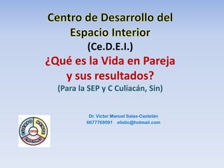 (Ce.D.E.I.)
¿Qué es la Vida en Pareja
   y sus resultados?
  (Para la SEP y C Culiacán, Sin)


           Dr. Víctor Manuel Salas-Castelán
          6677769091 olistic@hotmail.com
 