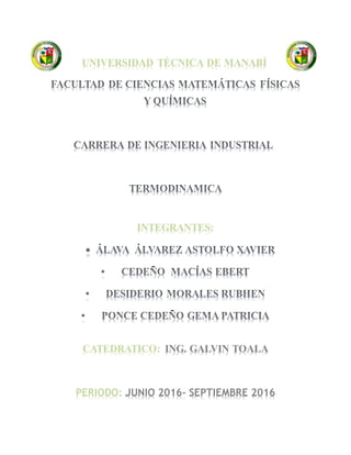 UNIVERSIDAD TÉCNICA DE MANABÍ
INTEGRANTES:
CATEDRATICO: ING. GALVIN TOALA
PERIODO: JUNIO 2016- SEPTIEMBRE 2016
 