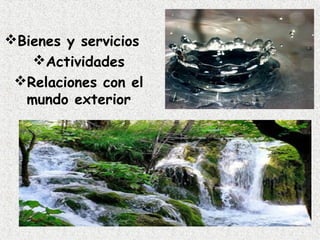 Bienes y servicios  
Actividades
Relaciones con el
mundo exterior
 