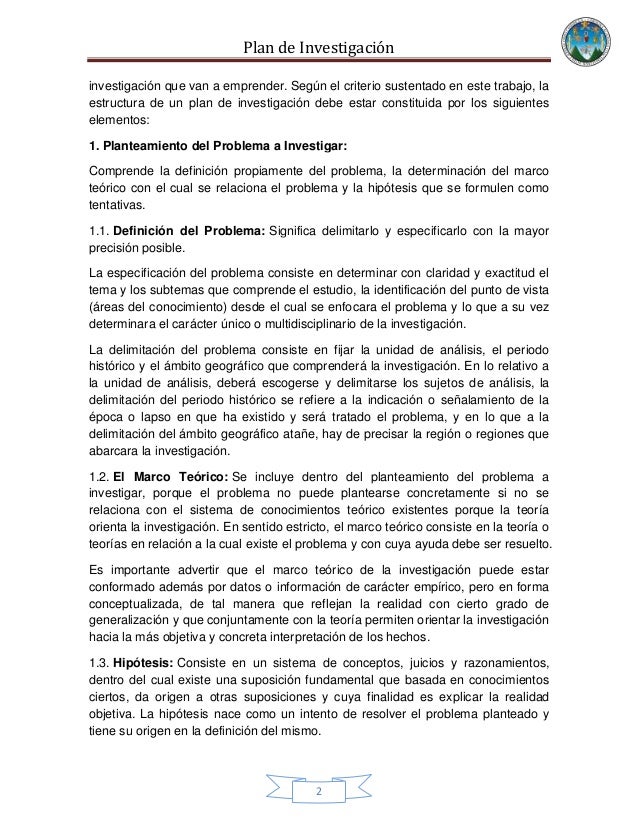 Que Es Un Plan De Investigacion