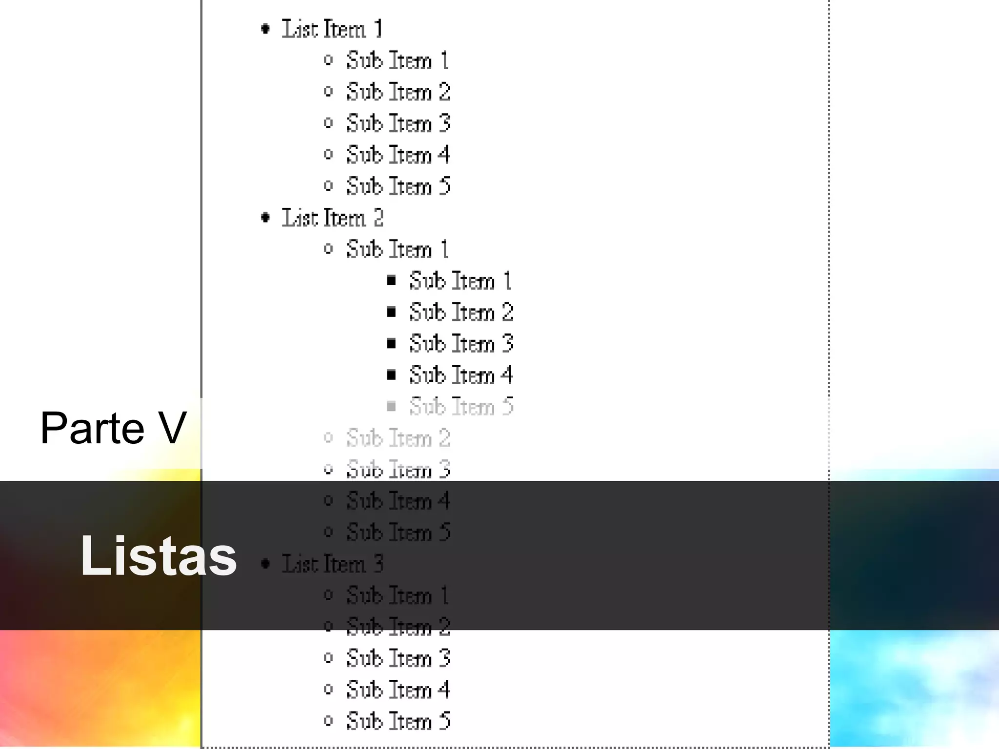 Listas Parte V 