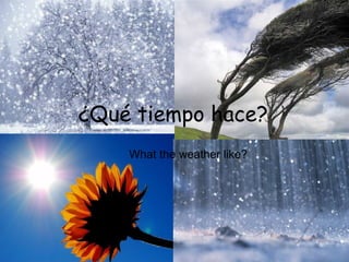 ¿Qué tiempo hace?
    What the weather like?
 