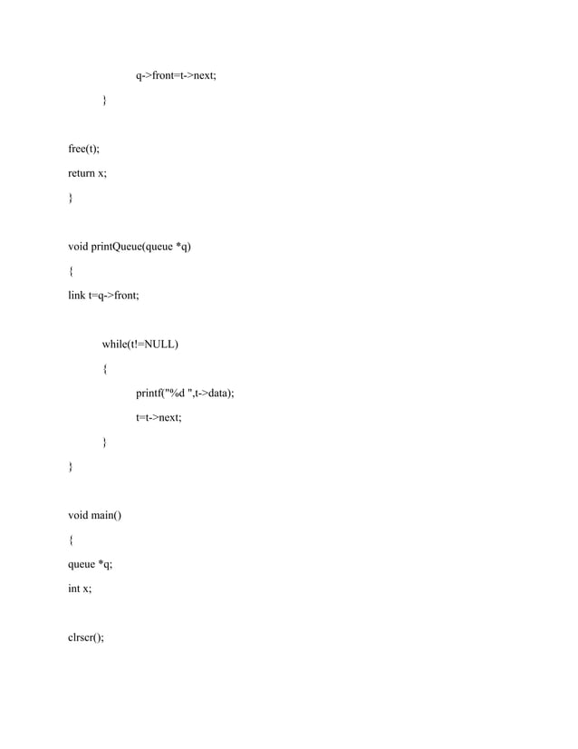 Linked list implementation of queue in c pdf