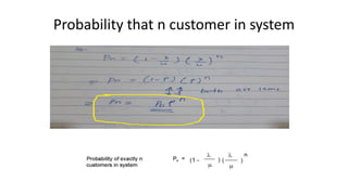 Probability that n customer in system
 
