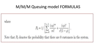 M/M/M Queuing model FORMULAS
 