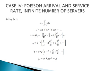CASE IV: POISSON ARRIVAL AND SERVICE RATE, INFINITE NUMBER OF SERVERSSolving for L: