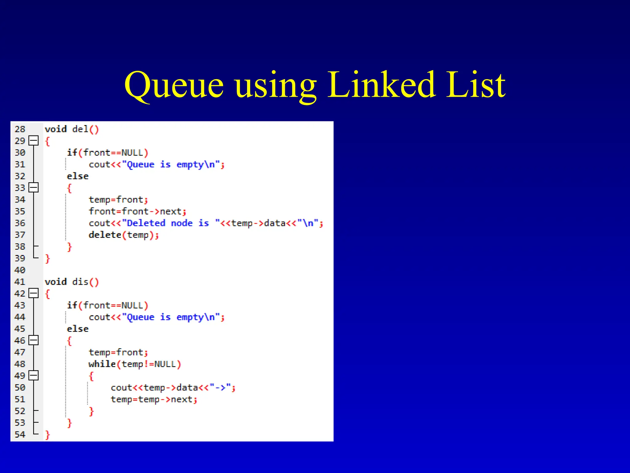 Queue using Linked List
 