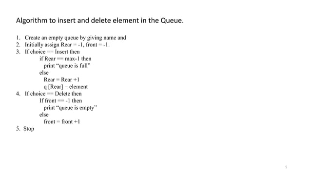 Queue - Data Structure - Notes | PPTX