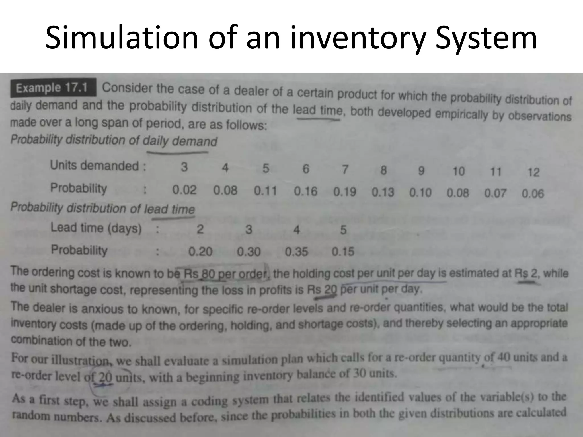 Simulation of an inventory System
 