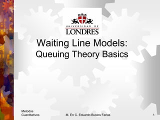 Metodos
Cuantitativos M. En C. Eduardo Bustos Farias 1
Waiting Line Models:
Queuing Theory Basics
 