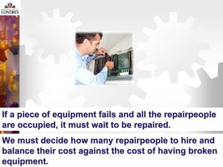Metodos
Cuantitativos M. En C. Eduardo Bustos Farias 11
If a piece of equipment fails and all the repairpeople
If a piece ...