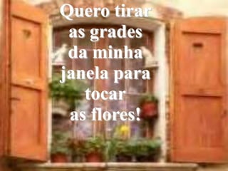 Quero tirar as grades da minha janela para tocaras flores! 