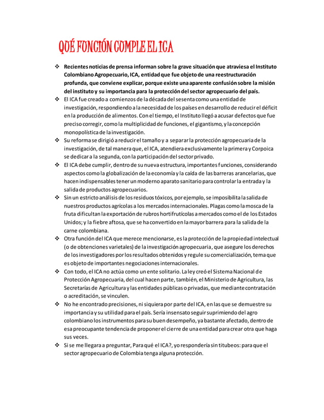 Qué función cumple el ica PDF