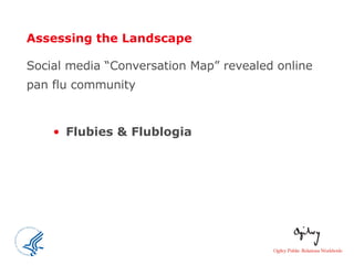 Assessing the Landscape Social media “Conversation Map” revealed online pan flu community  Flubies & Flublogia 