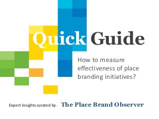 1
Quick Guide
How to measure
effectiveness of place
branding initiatives?
Expert insightscurated by : The Place Brand Observer
 