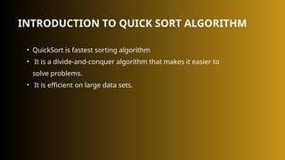 Quick-Sort Algorithm and pivot selection | PPT
