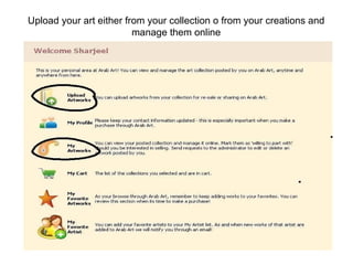 Upload your art either from your collection o from your creations and manage them online 