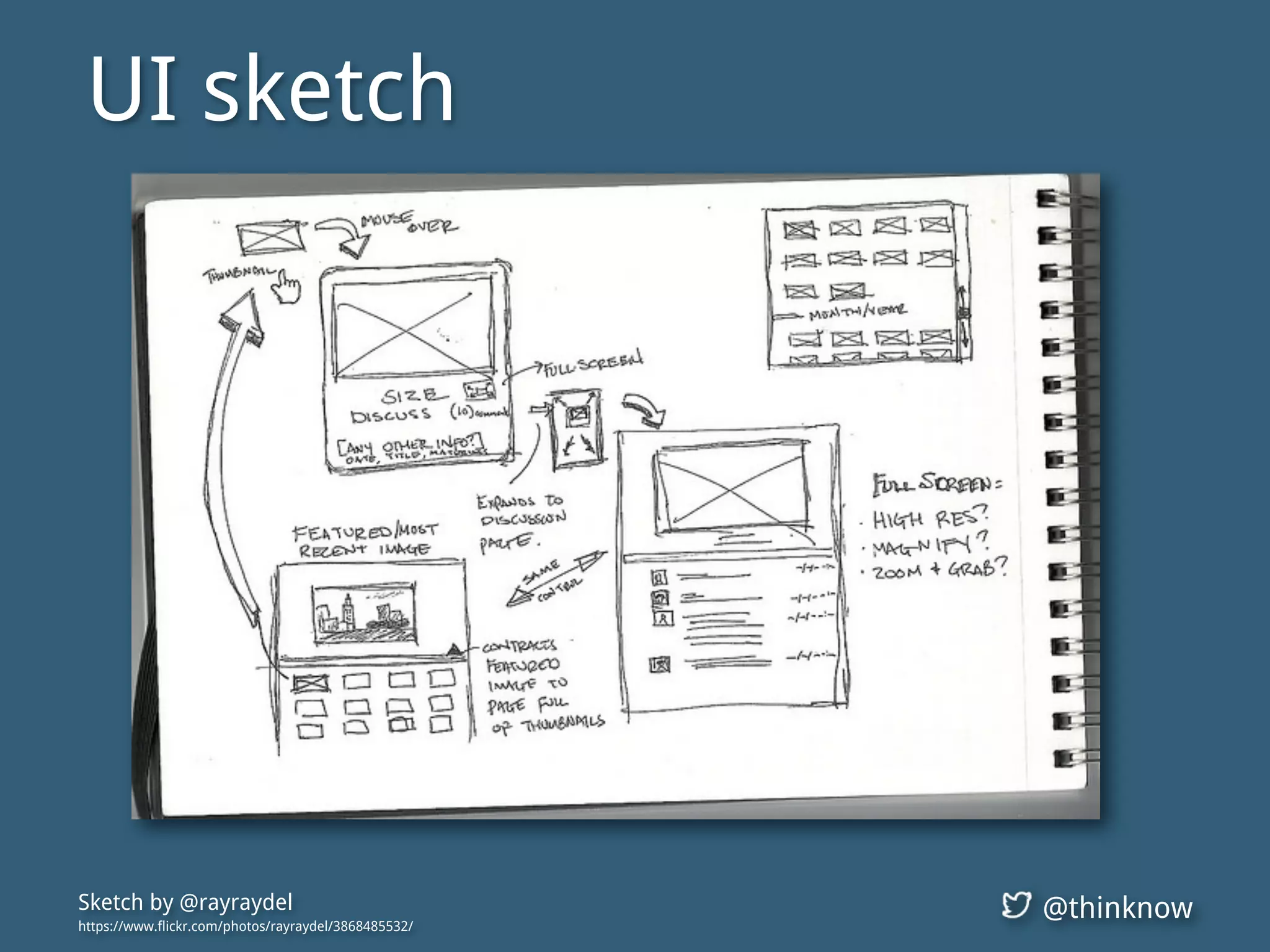 @thinknowSketch by @rayraydel
https://www.flickr.com/photos/rayraydel/3868485532/
UI sketch
 