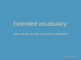 @thinknow
Extended vocabulary:
How will you quickly draw these elements?
 