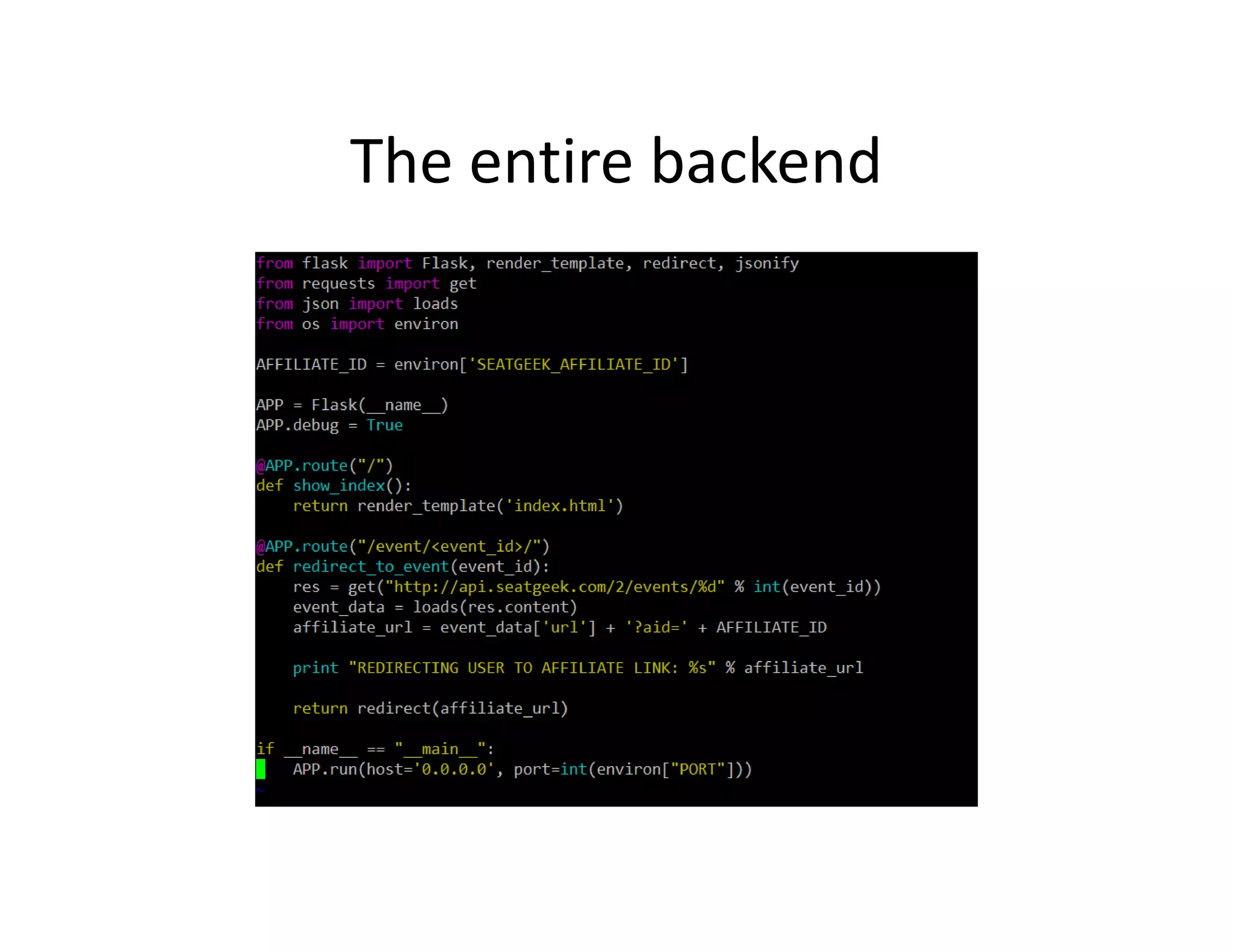 The entire backend
 