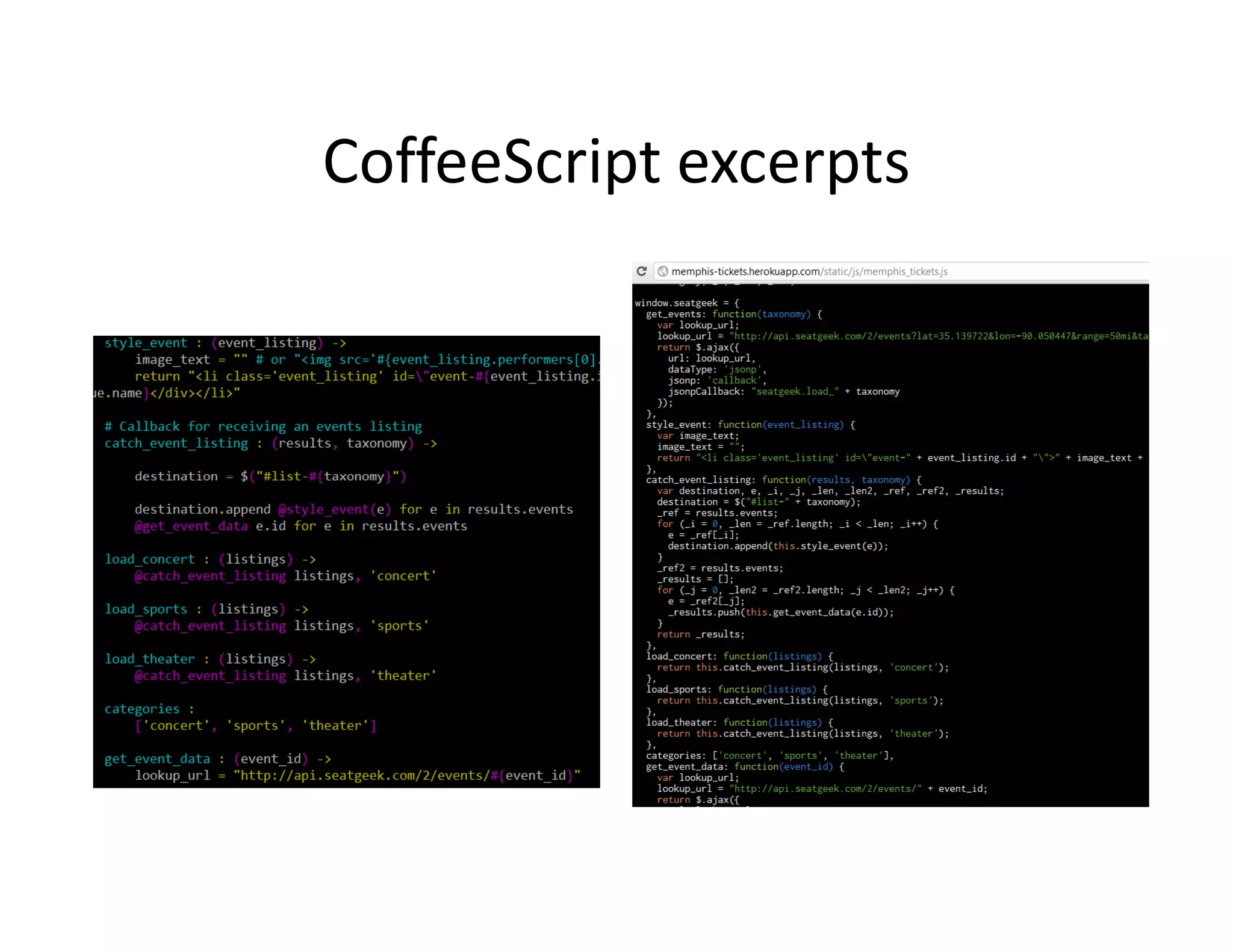 CoffeeScript excerpts
 