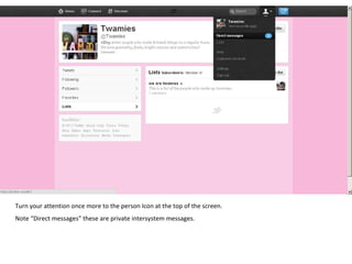 Turn your attention once more to the person Icon at the top of the screen.  Note “Direct messages” these are private intersystem messages.  