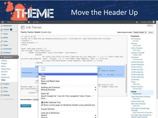 http://wordpress.org/support/top
ic/how-to-move-menu-below-
header-image-in-twenty-twelve-
Move the Header Up
 